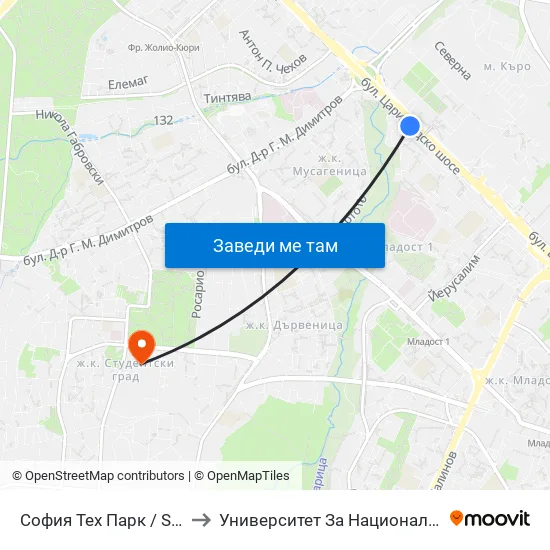 София Тех Парк / Sofia Tech Park (0576) to Университет За Национално И Световно Стопанство map