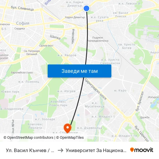 Ул. Васил Кънчев / Vasil Kanchev St. (1863) to Университет За Национално И Световно Стопанство map
