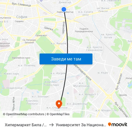 Ⓜ️ Метростанция Хаджи Димитър / Hadzhi Dimitar Metro Station (2108) to Университет За Национално И Световно Стопанство map