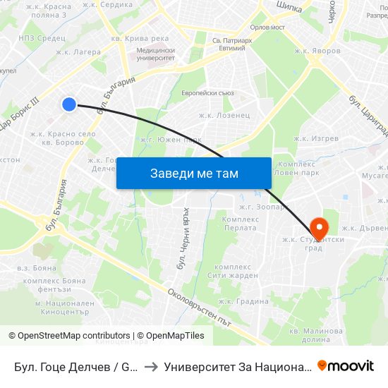 Бул. Гоце Делчев / Gotse Delchev Blvd. (2136) to Университет За Национално И Световно Стопанство map