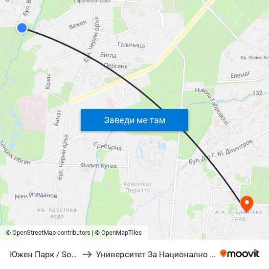 Южен Парк / South Park (2380) to Университет За Национално И Световно Стопанство map