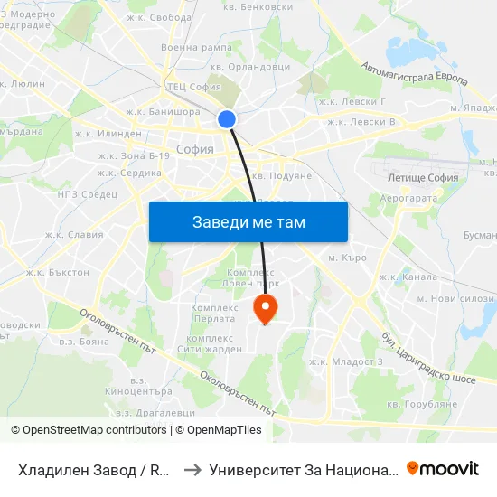 Хладилен Завод / Refrigerator Factory (2310) to Университет За Национално И Световно Стопанство map