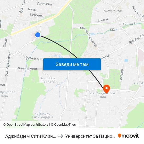 Аджибадем Сити Клиник / Acibadem City Clinic (2778) to Университет За Национално И Световно Стопанство map