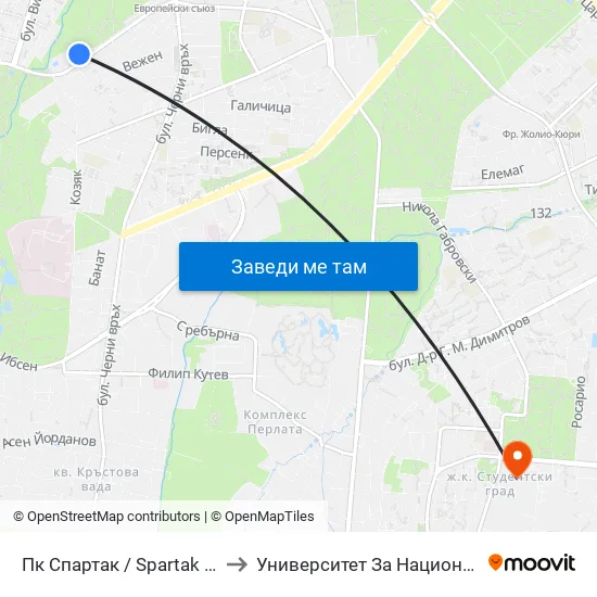 Ж.К. Лозенец / Lozenets Qr. (6639) to Университет За Национално И Световно Стопанство map