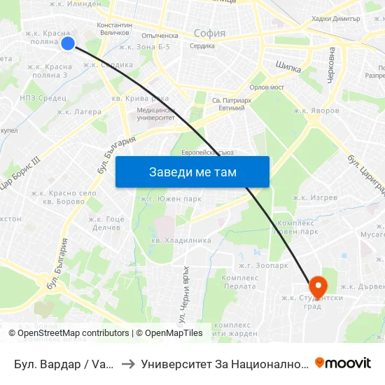 Бул. Вардар / Vardar Blvd. (6659) to Университет За Национално И Световно Стопанство map