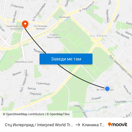 Стц Интерпред / Interpred World Trade Centre (1109) to Клиника Торакс-2 map