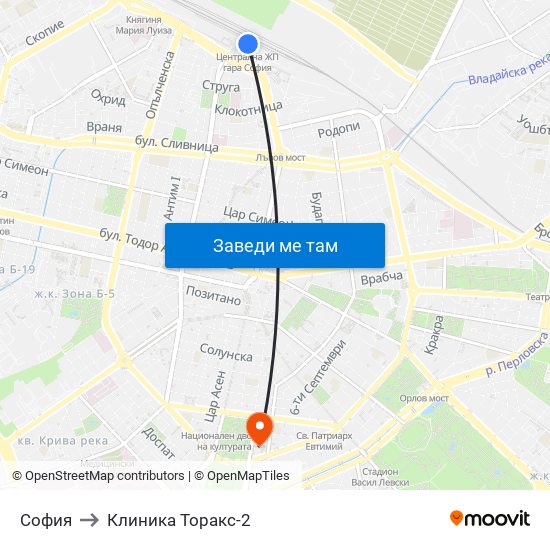 София to Клиника Торакс-2 map