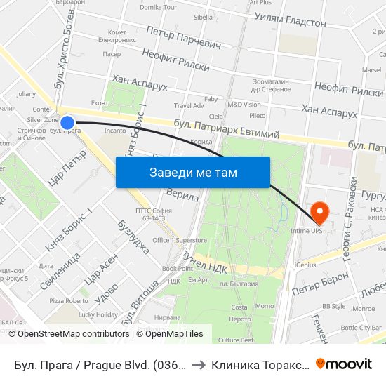 Бул. Прага / Prague Blvd. (0363) to Клиника Торакс-2 map