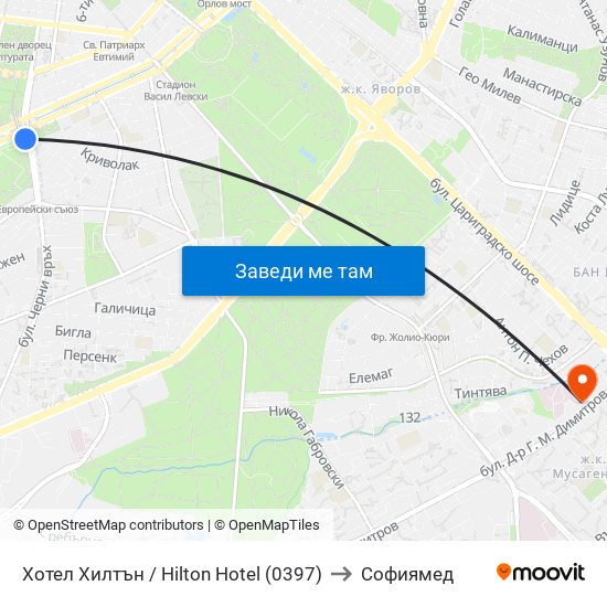 Хотел Хилтън / Hilton Hotel (0397) to Софиямед map