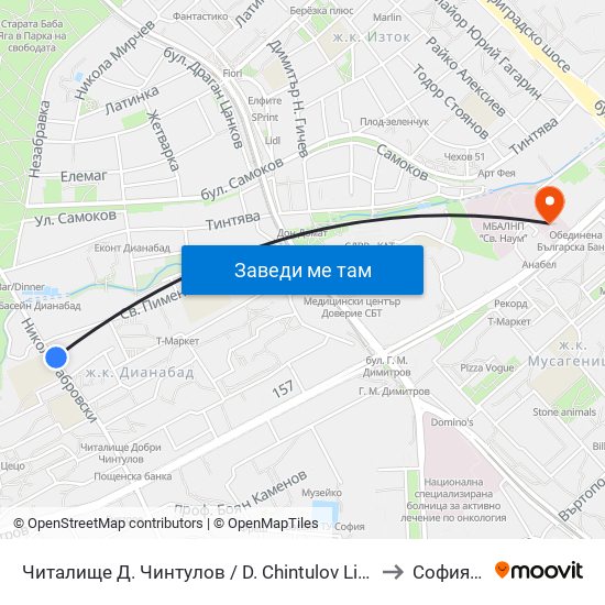 Читалище Д. Чинтулов / D. Chintulov Library (2366) to Софиямед map
