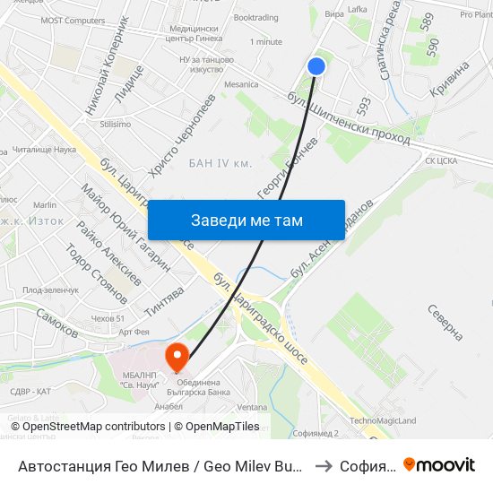 Автостанция Гео Милев / Geo Milev Bus Station (0052) to Софиямед map