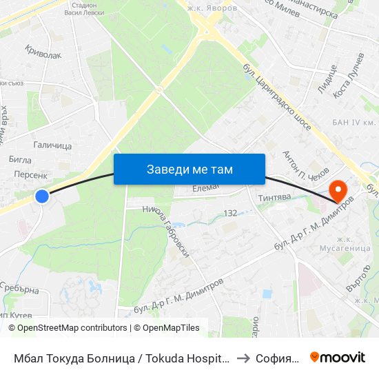 Мбал Токуда Болница / Tokuda Hospital (0206) to Софиямед map