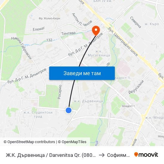 Ж.К. Дървеница / Darvenitsa Qr. (0801) to Софиямед map