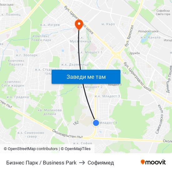 Бизнес Парк / Business Park to Софиямед map