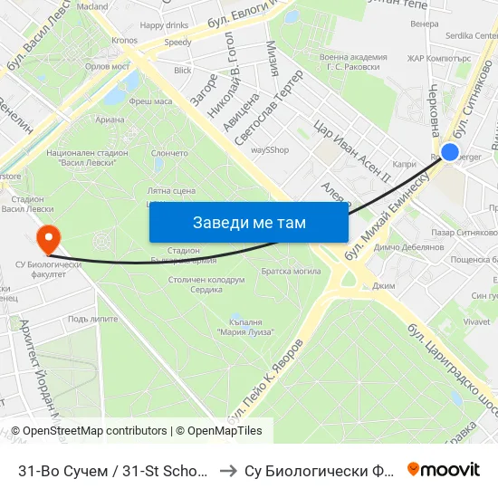 31-Во Сучем / 31-St School (0092) to Су Биологически Факултет map