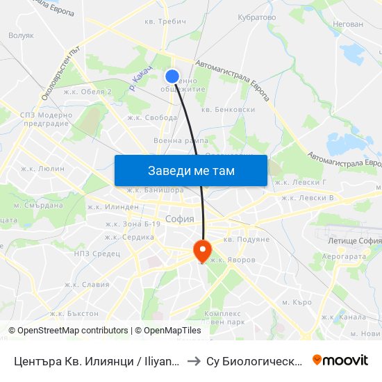 Центъра Кв. Илиянци / Iliyantsi Centre (0938) to Су Биологически Факултет map