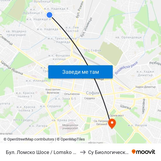 Бул. Ломско Шосе / Lomsko Shose Blvd. (0332) to Су Биологически Факултет map
