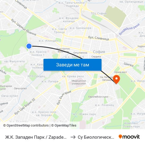 Ж.К. Западен Парк / Zapaden Park Qr. (0620) to Су Биологически Факултет map