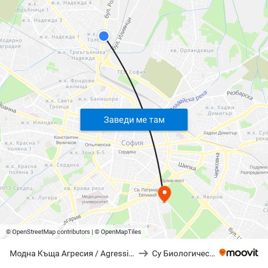 Модна Къща Агресия / Agressia Fashion House (0542) to Су Биологически Факултет map