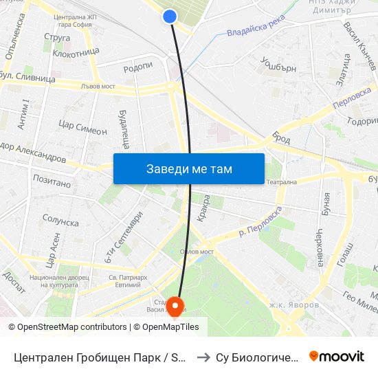 Централен Гробищен Парк / Sofia City Cemetery (1945) to Су Биологически Факултет map