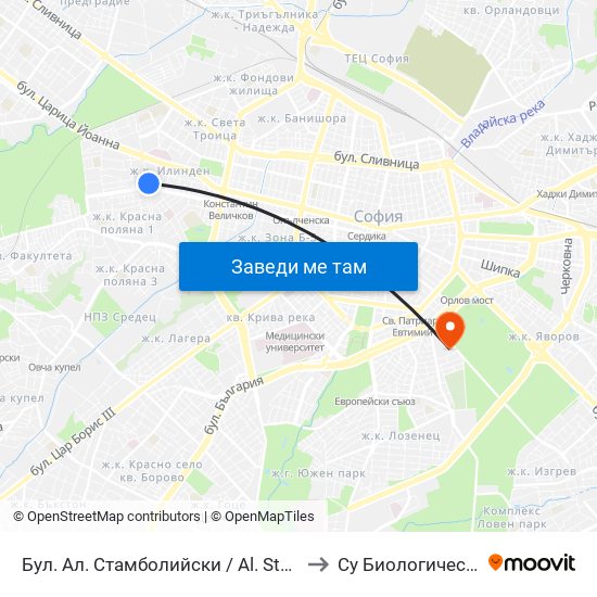 Бул. Ал. Стамболийски / Al. Stamboliyski Blvd. (0281) to Су Биологически Факултет map