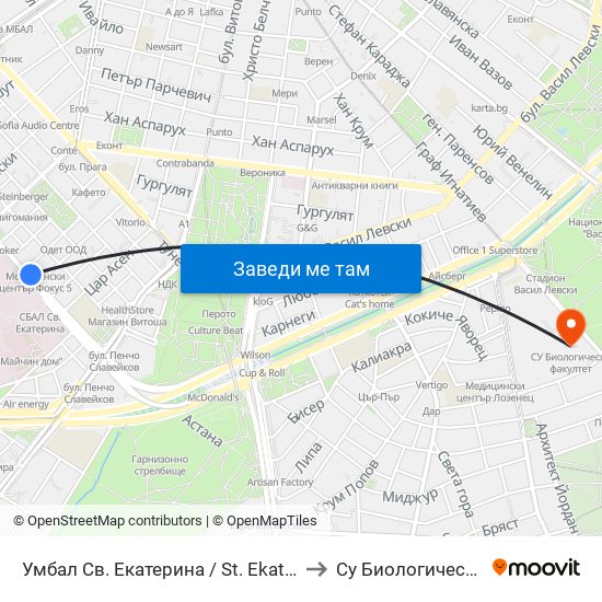 Умбал Св. Екатерина / St. Ekaterina Hospital (0443) to Су Биологически Факултет map