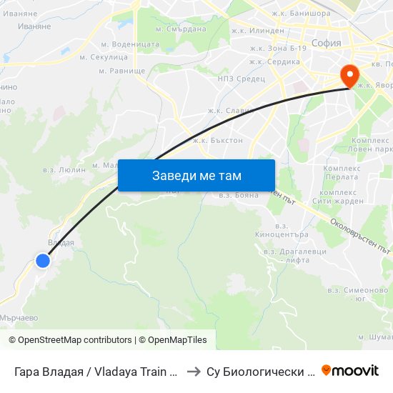 Гара Владая / Vladaya Train Station (0448) to Су Биологически Факултет map