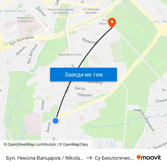 Бул. Никола Вапцаров / Nikola Vaptsarov Blvd. (0342) to Су Биологически Факултет map