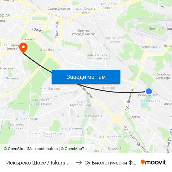 Искърско Шосе / Iskarsko Shosse to Су Биологически Факултет map