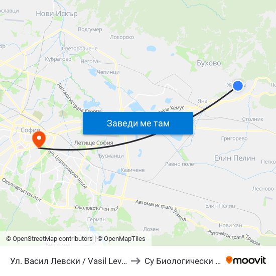Ул. Васил Левски / Vasil Levski St. (2814) to Су Биологически Факултет map
