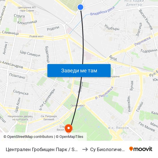 Централен Гробищен Парк / Sofia City Cemetery (2332) to Су Биологически Факултет map