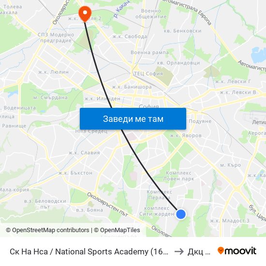 Ск На Нса / National Sports Academy (1609) to Дкц 30 map