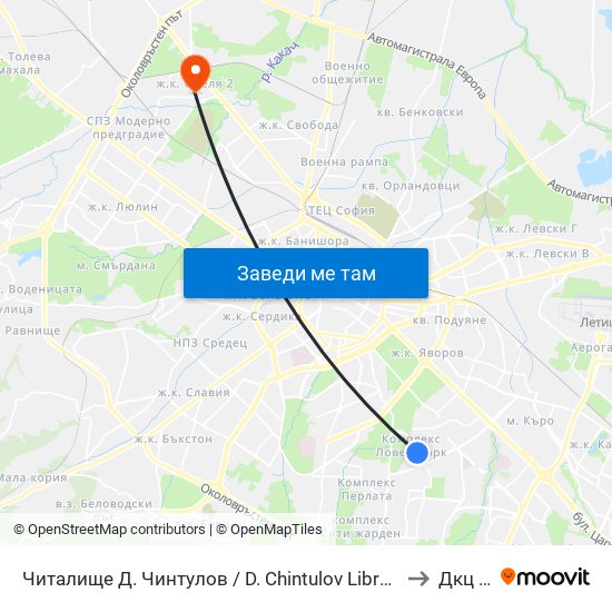 Читалище Д. Чинтулов / D. Chintulov Library (2365) to Дкц 30 map