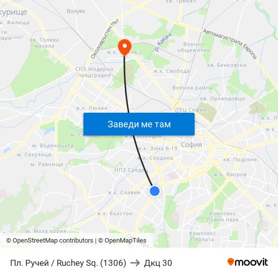 Пл. Ручей / Ruchey Sq. (1306) to Дкц 30 map