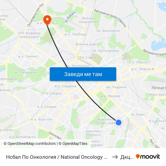 Нсбал По Онкология / National Oncology Hospital (0764) to Дкц 30 map