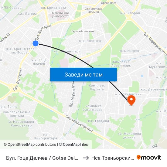 Бул. Гоце Делчев / Gotse Delchev Blvd. (0314) to Нса Треньорски Факултет map