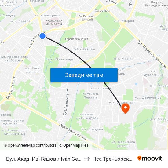 Бул. Акад. Ив. Гешов / Ivan Geshov Blvd. (0270) to Нса Треньорски Факултет map