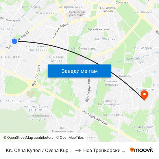 Кв. Овча Купел / Ovcha Kupel Qr. (0882) to Нса Треньорски Факултет map