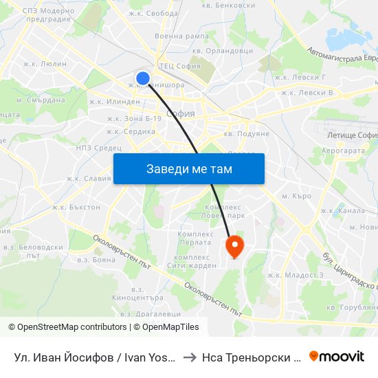 Ул. Иван Йосифов / Ivan Yosifov St. (1950) to Нса Треньорски Факултет map