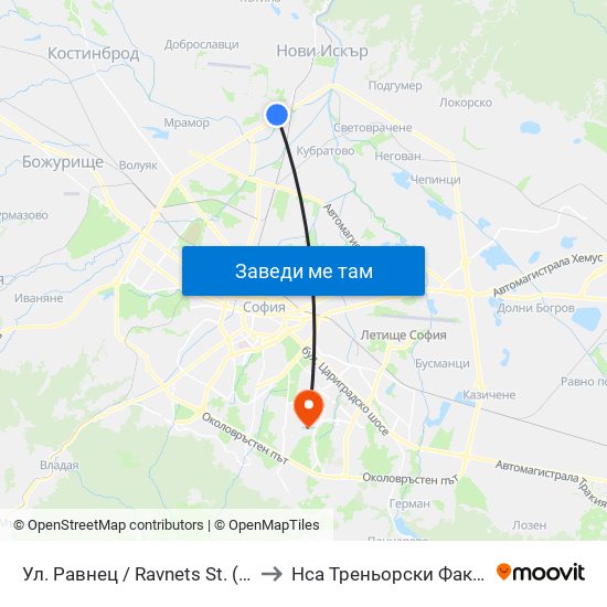 Ул. Равнец / Ravnets St. (2150) to Нса Треньорски Факултет map