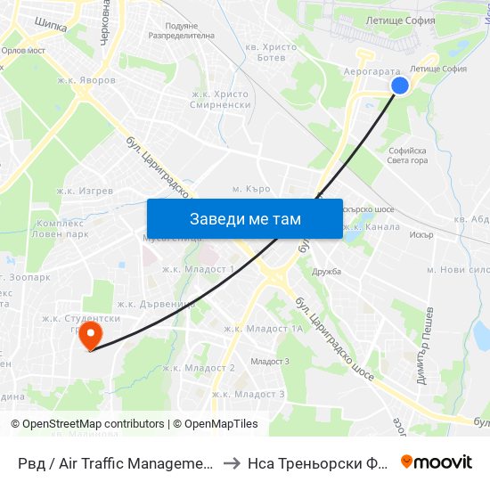 Рвд / Air Traffic Management (2452) to Нса Треньорски Факултет map