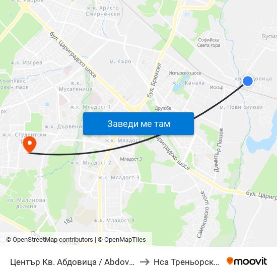 Център Кв. Абдовица / Abdovitsa Centre (2339) to Нса Треньорски Факултет map