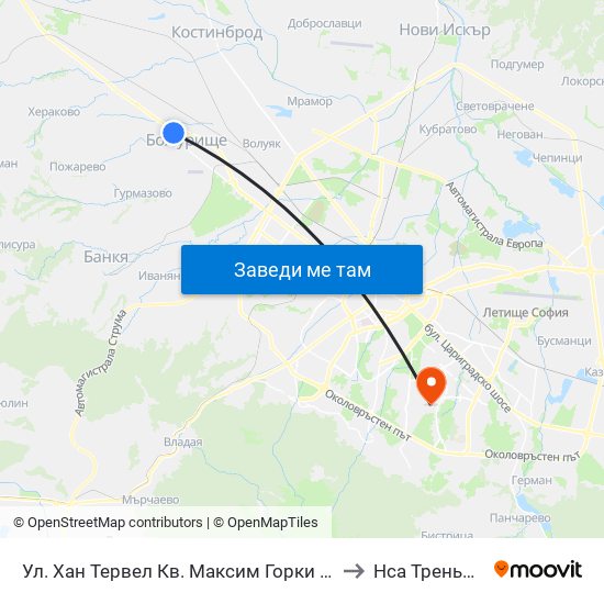 Ул. Хан Тервел Кв. Максим Горки / Khan Tervel St. Maxim Gorky Qr. (2502) to Нса Треньорски Факултет map