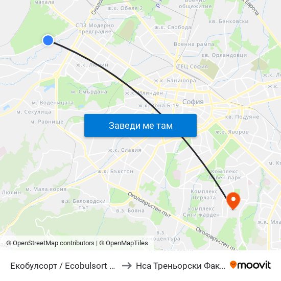 Екобулсорт / Ecobulsort (2521) to Нса Треньорски Факултет map