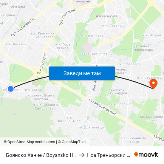 Боянско Ханче / Boyansko Hanche (0267) to Нса Треньорски Факултет map