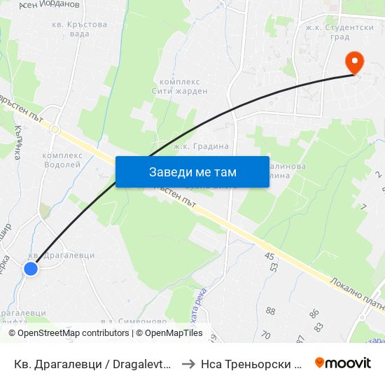 Кв. Драгалевци / Dragalevtsi Qr. (0835) to Нса Треньорски Факултет map