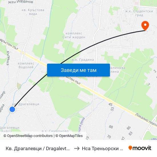 Кв. Драгалевци / Dragalevtsi Qr. (0836) to Нса Треньорски Факултет map
