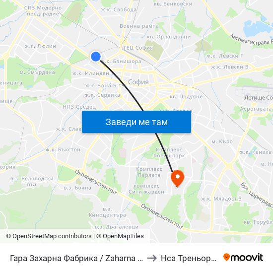 Гара Захарна Фабрика / Zaharna Fabrika Train Station (0451) to Нса Треньорски Факултет map