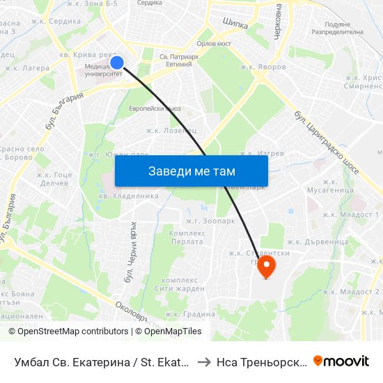 Умбал Св. Екатерина / St. Ekaterina Hospital (0443) to Нса Треньорски Факултет map