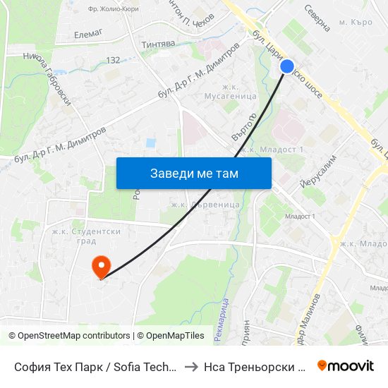 София Тех Парк / Sofia Tech Park (0579) to Нса Треньорски Факултет map